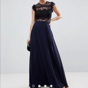 ASOS Lace Maxi Dress with Lace Frill Sleeve